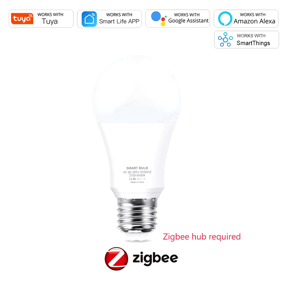 Tuya E27 Zigbee LED Bulbs Wifi Smart LED Lamp RGB+CW+WW 15W 18W LED Light Bulb Works with Amazon Alexa Google Home Room Decorate