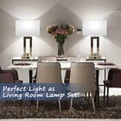 22'' Lamps for Bedrooms Set of 2, Touch Control Table Lamps Large White&Silver