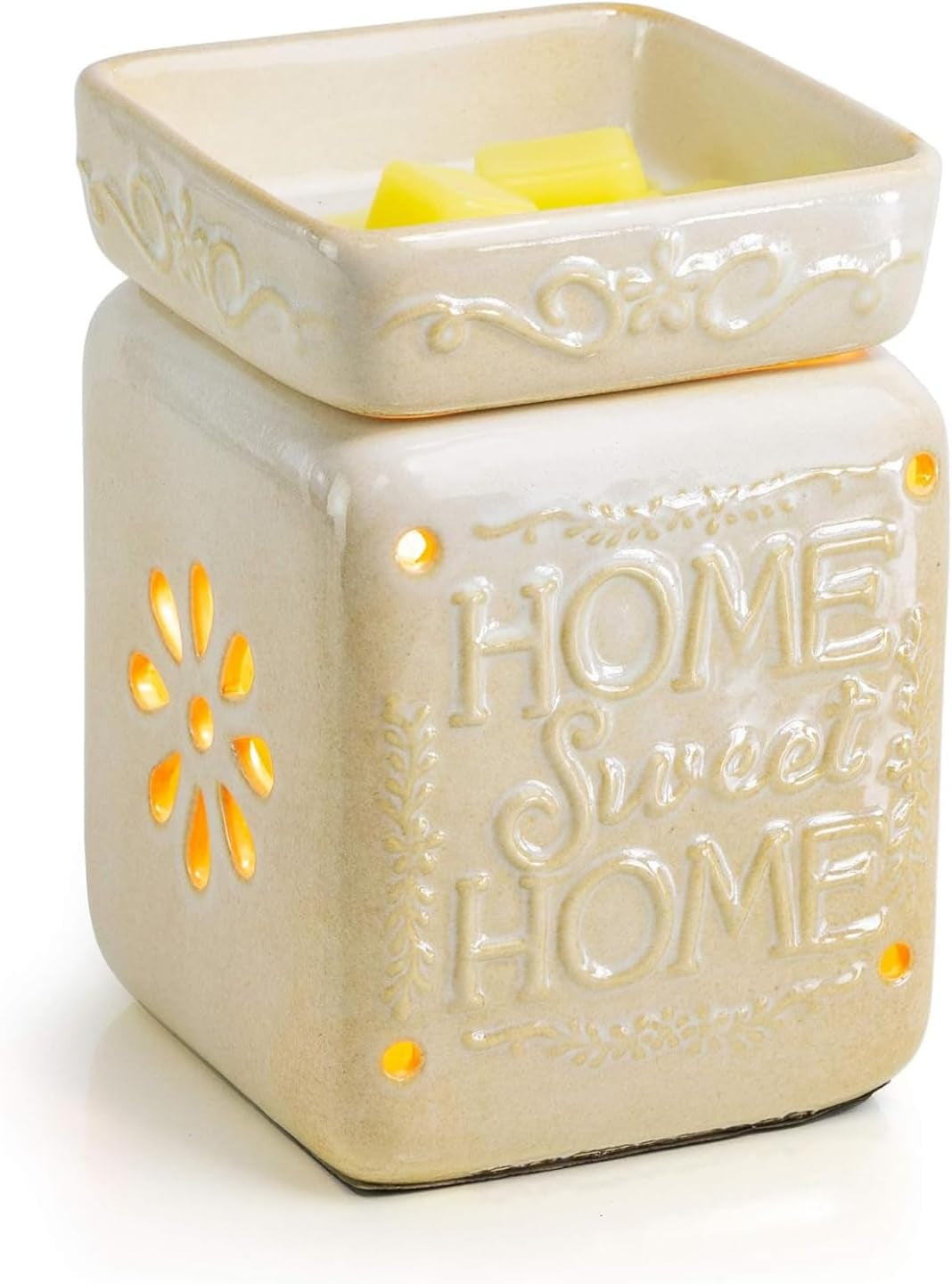 Wall Plug-In Wax Warmer - Ceramic Home Sweet Home Fragrance Candle Warmer and Night Light - for Scented Wax, Essential Oils, Candle Wax Melt Warmer, Tarts - Scentsy Wax Melter and More