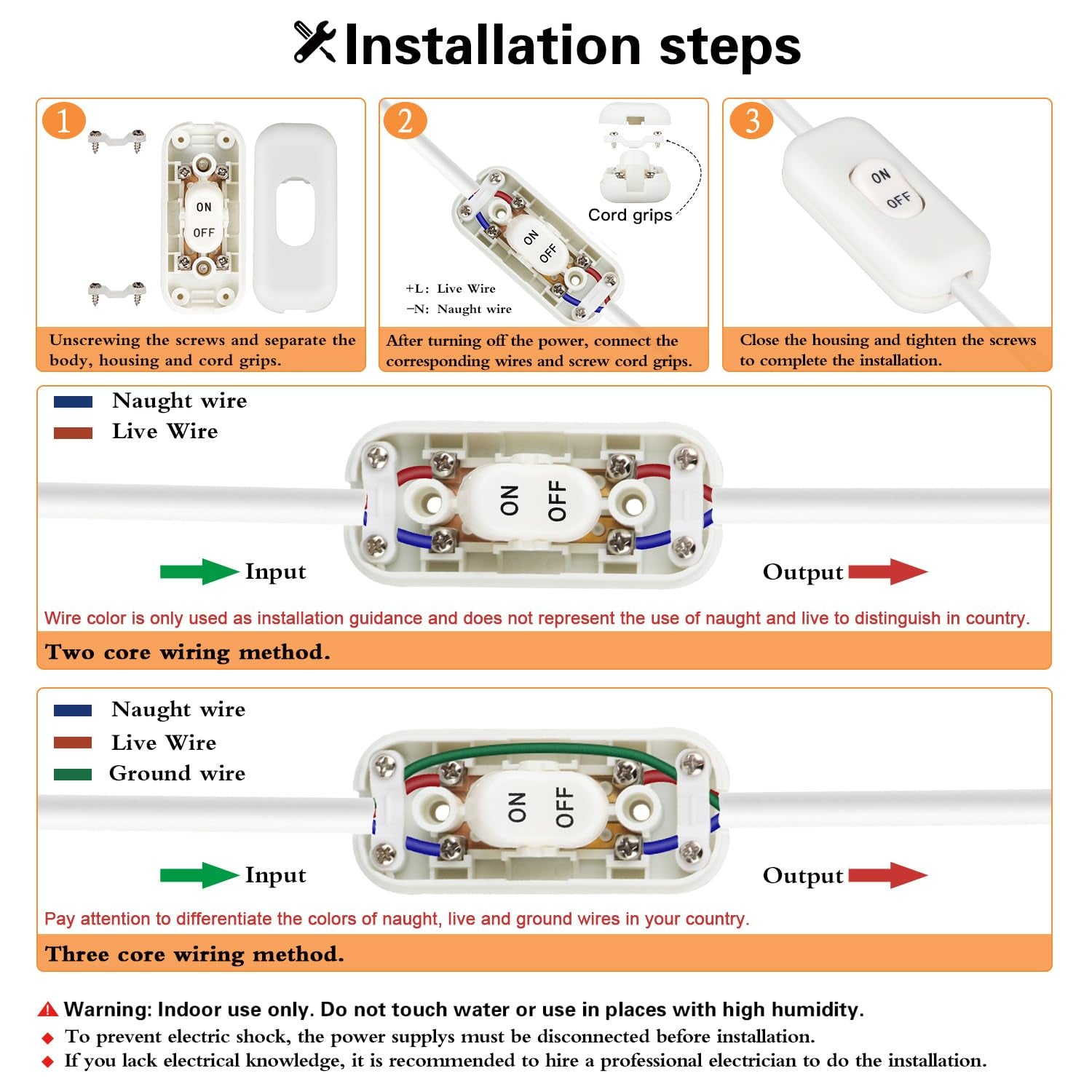 Inline Switch 5 Pcs, White Lamp Cord Button in Line Switch, Rated 6A 250V on off Electrical Wire Appliance Rocker Switches, Repair Replacement Control Power Cable Plug Desk Table Light Parts