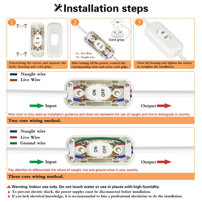 Inline Switch 5 Pcs, White Lamp Cord Button in Line Switch, Rated 6A 250V on off Electrical Wire Appliance Rocker Switches, Repair Replacement Control Power Cable Plug Desk Table Light Parts